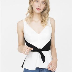 Amanda Uprichard Charter Peplum Top Ivory & Black